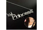 Brand New Silver Letters "Princess" Pendant Necklace with Crown